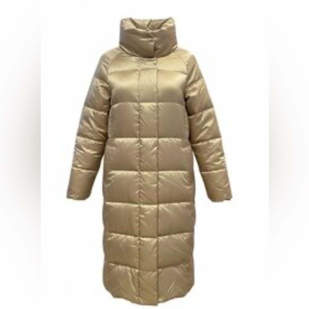 Land’s End Long Good Goose Down Puffer Coat Size M 10/12 Ruffled Collar